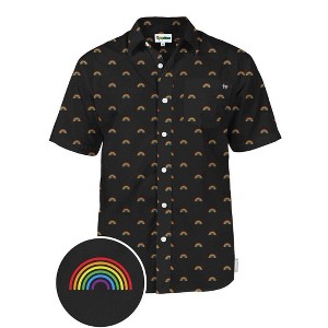 Tipsy Elves Men's Black Rainbow All The Way Button Down Shirt: Size Large - 1 of 3