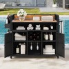 52.8"W Wicker Outdoor Grill Cart with Extended Table Top, Rolling Kitchen Island with Ample Storage, Spice Racks & Lockable Wheels-ModernLuxe - 2 of 4