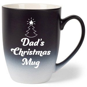 Elanze Designs Dad's Christmas Mug Two Toned Ombre Matte Black and White 12 ounce Ceramic Stoneware Coffee Cup Mug - 1 of 4