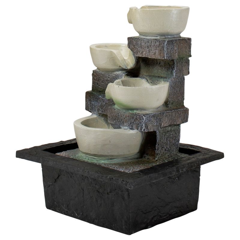 Northlight 11" LED Lighted Cascading 4-Tier Bowl Indoor Tabletop Water Fountain, 4 of 8