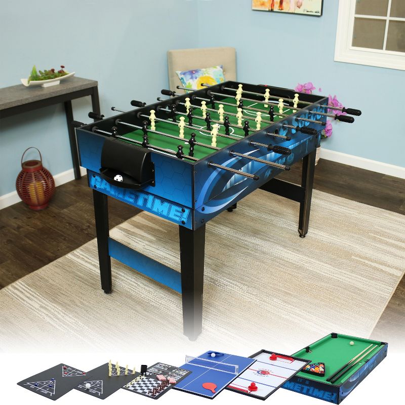 Sunnydaze 10-in-1 Multi-Game Table with Billiards, Foosball, Hockey, Ping Pong, Chess, Checkers, Backgammon, Shuffleboard, Bowling, and Cards - 49.5", 5 of 17