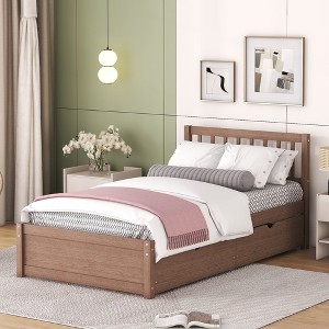 Whisen Modern Design Wooden Twin Size Platform Bed Frame with 2 Drawers/ Trundle - 1 of 4