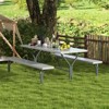 Tangkula Picnic Table Bench Set for 8 Person Outdoor Camping Table & 2 Benches with Metal Frame All-Weather Tabletop Black/Grey/Green/White - 3 of 4