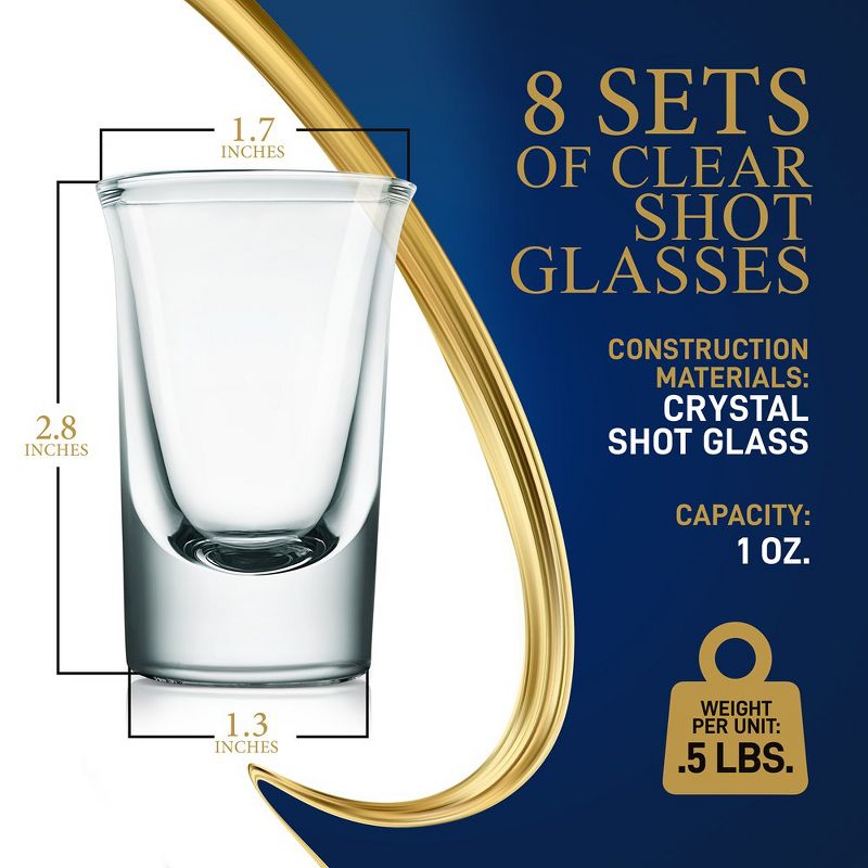NutriChef 8 Sets of Clear shot Glasses - Elegant Clear Glasses for Hot and Cold Drinks, Machine Made, 2 of 8
