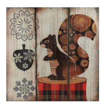 Raz Imports 13.75" Alpine Chic Squirrel with Acorn and Snowflakes Wall Art Plaque