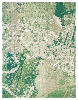 Green and Ivory Rectangular Synthetic Flat Woven Area Rug, 8' x 10'