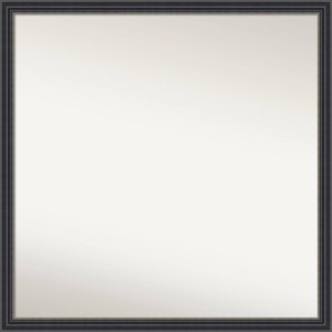 28"x28" Non-Beveled Stylish Wood Bathroom Wall Mirror Black - Amanti Art: Square, Modern Design, Wall Mount, Includes Hardware - 1 of 4