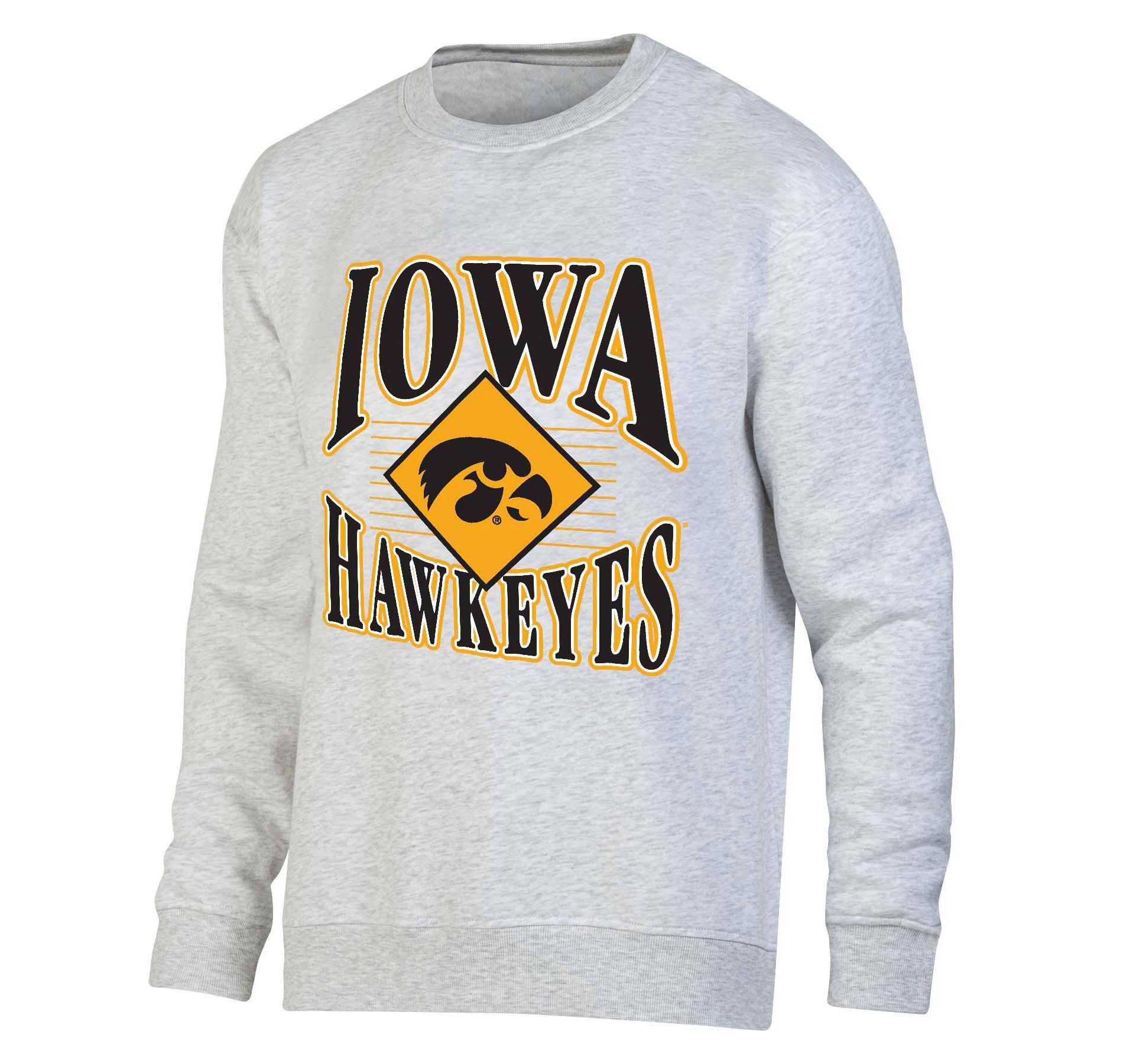 NCAA Iowa Hawkeyes Men's Crew Neck Fleece Ash Sweatshirt - M: Pullover