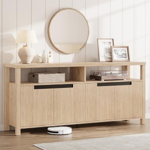 Jojoka 63" Entertainment Center with 4 Door Storage, Open Shelf, Large Wood Television Stand, Modern Tall Media Console Table for Living Room,Bedroom - 1 of 4