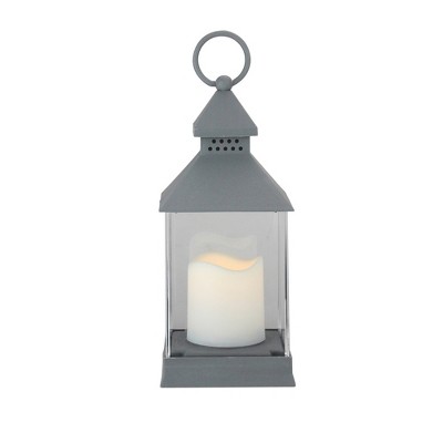  Northlight 9.5" Gray Candle Lantern with Flameless LED Candle Tabletop Decor 