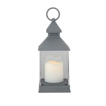 Northlight 9.5" Gray Candle Lantern with Flameless LED Candle Tabletop Decor
