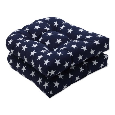 2pc Outdoor/Indoor Seat Cushion Set Macey Americana Blue - Pillow Perfect