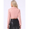 INSPIRE CHIC Women's Faux Leather Long Sleeve Zipper Up Moto Cropped Jacket - 4 of 4