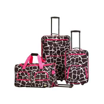 Rockland Spectra 3pc .Expandable Rolling Softside Carry On Luggage Set - Pink Giraffe