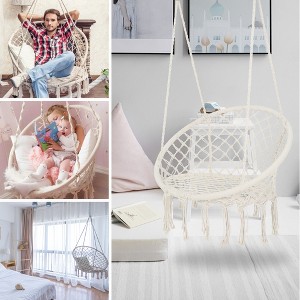 DOMETOUR Hammock Chair Macrame Swing  Max 330 Lbs Hanging Cotton Rope Hammock Swing Chair for Indoor and Outdoor - 1 of 4