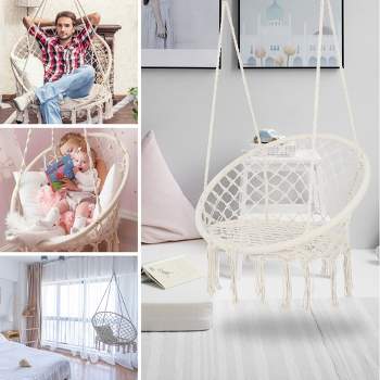 Cotton Rope Fabric Hammock Swing with Cushion for Single Person - Maison Boucle
