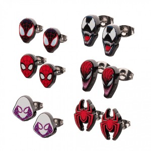 Adult Spider-Man Spider-Verse 6 Pack Stud Earring Set - 1 of 4