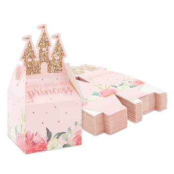 Sparkle and Bash 36 Pack Mini Princess Castle Pink Party Favor Boxes for Girls Birthday, 3.5 x 3.5 x 7.5 In