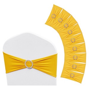 VEVOR Stretch Spandex Chair Sashes, Chair Slipcover and Stretch Chair Sash with Round Buckle, Elastic Chair Bands, (50 PCS Golden Yellow) - 1 of 4