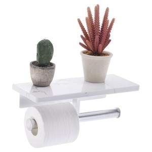 Unique Bargains Durable Well-designed Unique Marble Shelf Stylish Toilet Paper Holder - 1 of 3