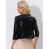 Allegra K Women's Glitter 3/4 Sleeve Open Front Party Club Sequin Cardigan - 3 of 4