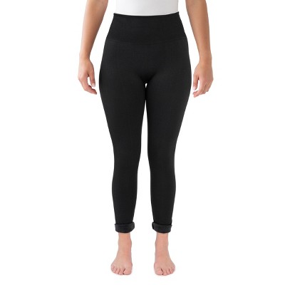 Women's High Waisted Cotton Blend Seamless Leggings - A New Day™ Black L/XL