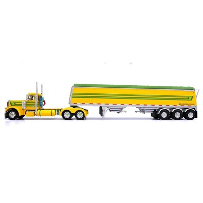 First Gear DCP 1/64 Yellow & Green Peterbilt 379 Day Cab with Lode King Grain Trailer 60-1969