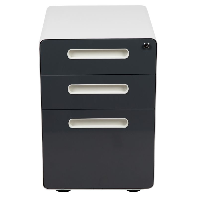 Flash Furniture Ergonomic 3-Drawer Mobile Locking Filing Cabinet with Anti-Tilt Mechanism and Hanging Drawer for Legal & Letter Files, 4 of 14