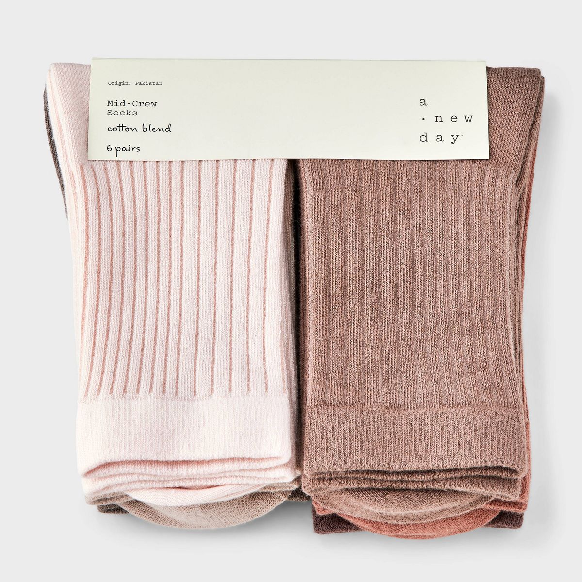 Women's Variegated Ribbed 6pk Mid Crew Socks - A New Day™ 4-10 - thumbnail 2