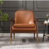 29.2'' Mid-Century Faux Leather Accent Chair with Cushioned Seat, Solid Wood Frame, and Brass-Tipped Legs ,Office - 2 of 4