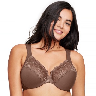 Glamorise Womens Low Cut Wonderwire Lace Underwire Bra 1240 Mocha 48f : Target