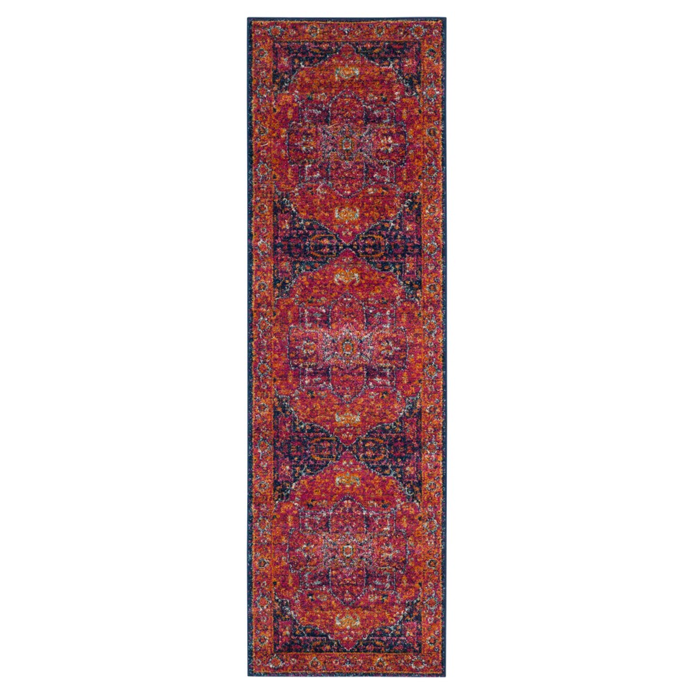 2'2inx7' Runner Medallion Loomed Red - Safavieh