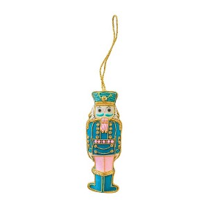 Daydream Society - Blue and Pink Embroidered Nutcracker Christmas Ornament - Pack of 1 Ornament - 1 of 2