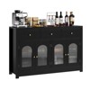 55" Sideboard Buffet Cabinet, Wood Coffee Bar Cabinet with Glass Door & 3 Drawers, Modern Media Console Table, Kitchen Pantry Cabinet - 4 of 4