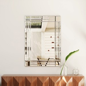 Decorative Wall Mirrors, Modern Silver Rectangular MDF+glass Wall Mounted Mirror - 1 of 4