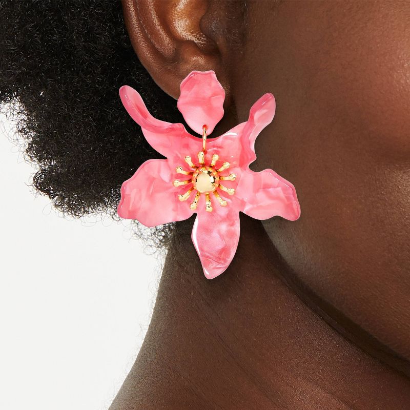 Flower Resin Earrings - A New Day&#8482; Pink, 3 of 5