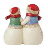 Jim Shore 5.0 Inch Snuggled Up Together Snow Couple With Puppy Snowman Figurines - 2 of 2