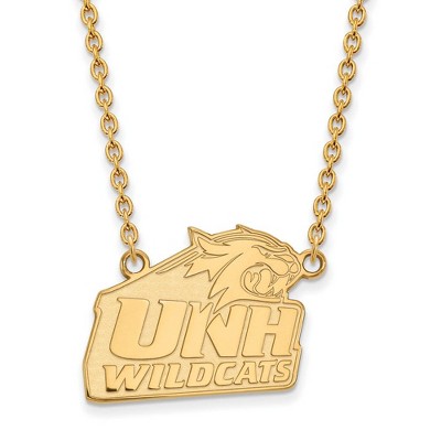 Black Bow Jewelry 10k Yellow Gold New Hampshire Wildcats NCAA Necklace 18 Inch