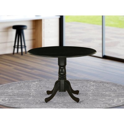 Contemporary Black Round Extendable Dining Table with Pedestal Base