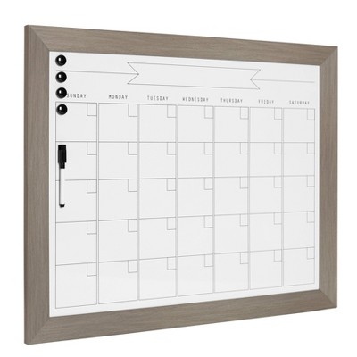 Black Wood Framed Magnetic Dry Erase Monthly Calendar