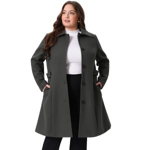 Agnes Orinda Women's Plus Size Winter Single Breasted Outfits Utility Belted Fashion Overcoats - 1 of 4