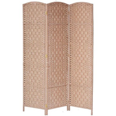 Room Divider Diamond Weave Bamboo Fiber Privacy Partition Screen