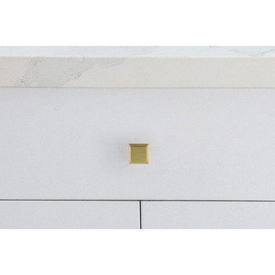 Elegant Brushed Gold Square Knobs with Mounting Hardware, Set of 10