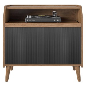 Magnolia Record Player Stand with Storage Walnut/Black - Novogratz - 1 of 4