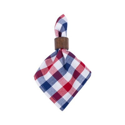 6pk Cotton Checked Napkins Red/Blue - Design Imports: Reusable Dinner Cloth, Classic Check Pattern, 20"x20"