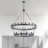 Dewdrop Black 36-Light Farmhouse Wagon Wheel Industrial Large Round Chandelier - 3 of 4