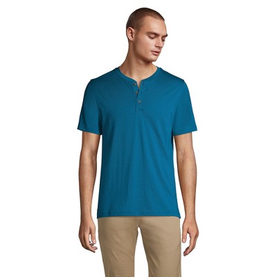 Lands' End Men's Short Sleeve Supima Jersey Henley - Large - Baltic ...