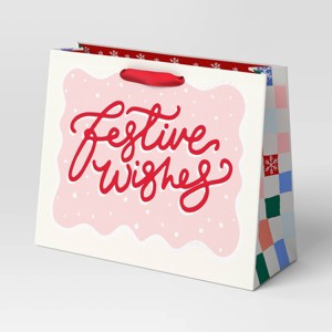 Christmas Holiday Cheer Gift Bag Large Vogue Festive Wishes - Wondershop™ - 1 of 3