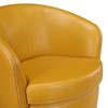 Top Grain Leather Upholstery Solid Wood Swivel Barrel-Back Accent Chair with High-Density Foam Seat, Attached Cushions and 360-Degree Swivel - 4 of 4
