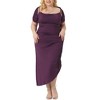 Agnes Orinda Women's Plus Size Spaghetti Strap Cowl Neck Ruched Cami with Shawl Maxi Bodycon Dress - 2 of 4